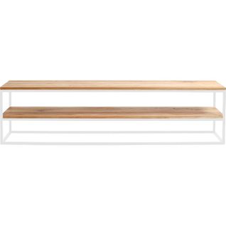 Console Banc 2 Plateaux Chêne Pied Métal Blanc L180cm H50cm