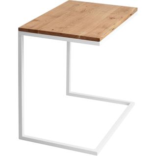 Table Basse Rectangulaire Métal Blanc Et Bois Chene Massif