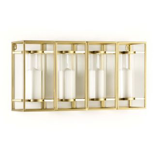 Porte-bougies Verre Métal Doré 60x15x31