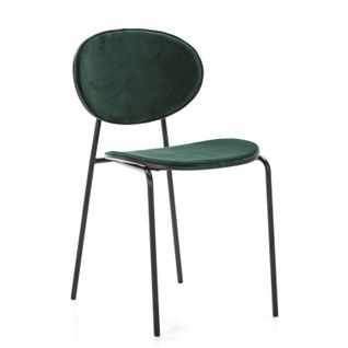 Chaise Métal Velours Noir Vert 42x51x78