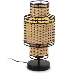Lampe De Table Métal Noir Naturel Métal Rotin 21x21x45