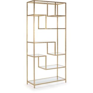 Étagère En Verre Et Métal Doré 91x38x203