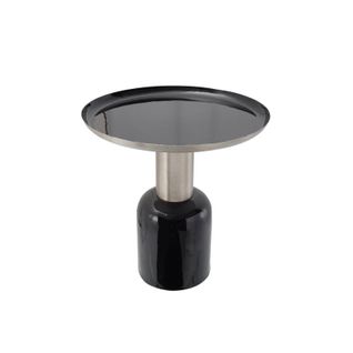 Table D’appoint Ronde En Métal Noir Argent 49,5x49,5x52cm