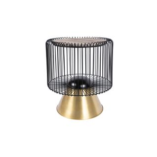 Table D’appoint Ronde Marbre Marron Noir Et Or 51x51x56,5cm