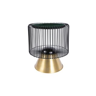 Table D’appoint Ronde Marbre Vert Et Noir Et Or 51x51x56,5cm