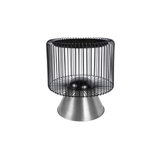 Table D’appoint Ronde En Marbre Noir Argent 51x51x56,5cm