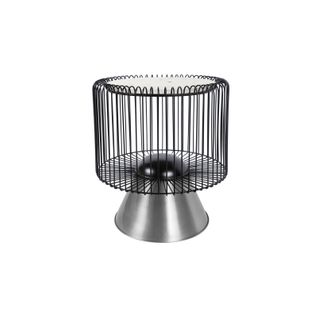 Table D’appoint Ronde Marbre Blanc Et Argent 51x51x56,5cm