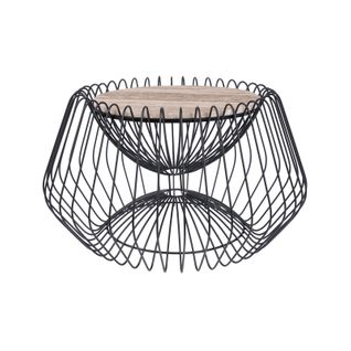 Table D’appoint Ronde En Marbre Marron Noir 60x60x35cm