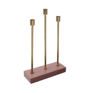 Bougeoir Rose Et Or 26x9x39,5