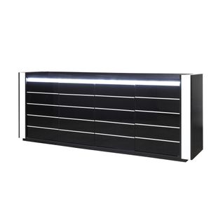 Buffet Bahut Lina Noir Et Blanc Avec LED – 4 Portes