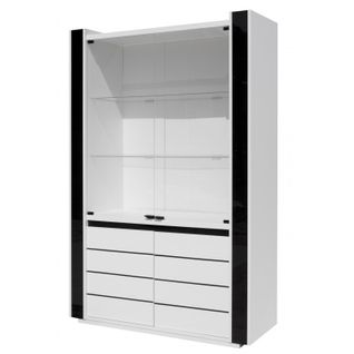 Vitrine / Argentier / Vaisselier Lina Coloris Blanc Avec Façades Blanches Et Noires Brillantes – 12