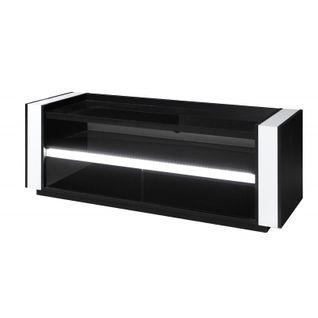 Meuble TV Lina Noir Et Blanc Avec LED – 143 X 50 X 52 Cm