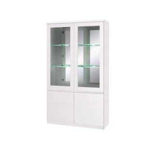Vitrine Vaisselier Fabio - Blanc Brillant Avec LED - Style Design - 110 X 190 X 40 Cm