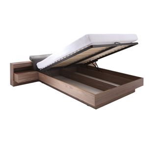 Lit Coffre Renato 160x200 Avec Sommier Et Chevets à LED Coloris Walnut