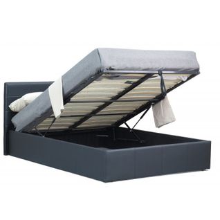 Lit Coffre Avec Sommier Canel 140x200 En Simili Cuir, Coloris Noir
