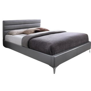 Lit Avec Sommier Thomas 160x200 En Simili Cuir, Coloris Gris – 215 X 99,5 X 165 Cm