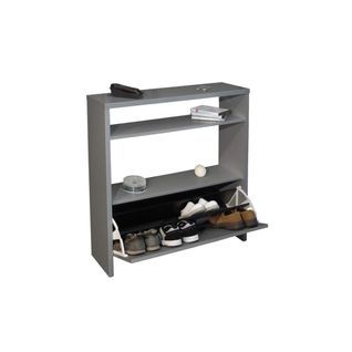 Meuble à Chaussures Scott Coloris Gris Brillant - 93 X 25 X 91 Cm
