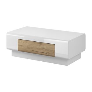 Table Basse Ohio – Blanc Mat Et Chêne 110x60 Cm