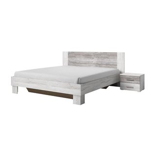 Lit Adulte 180x200 Collection Irina. Chevets Intégrés. Coloris Gris Clair Et Gris Foncé