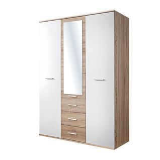 Armoire Chambre D'enfant Design Coloris Chêne Et Blanc Avec 3 Portes Battantes Et 3 Tiroirs Collect