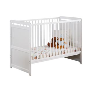 Lit Et Matelas 60x120 Bébé Évolutif Collection Guizmo Réglable En Hauteur. Coloris Blanc Mat