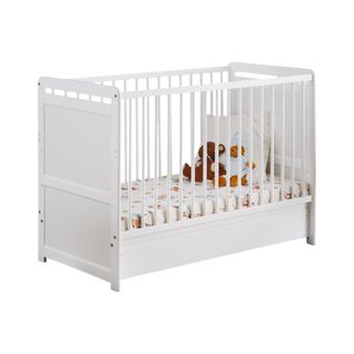 Lit Bébé Évolutif 60x120 - Guizmo - Coloris Blanc Mat - Lit Réglable Avec Tiroir Et Matelas.