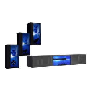 Ensemble Meubles De Salon Switch Xxii – LED – Noir Et Gris – Design Suspendu