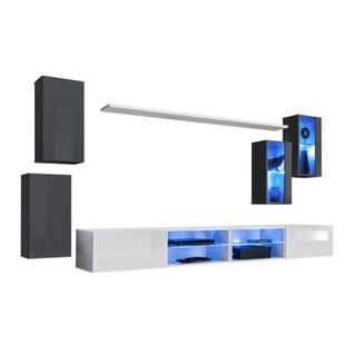 Ensemble Meubles De Salon Switch Xxv – LED – Gris Et Blanc – Design Suspendu