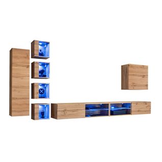 Ensemble Meubles De Salon Switch Xxvi – Chêne – Éclairage LED – Design Moderne