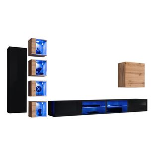 Ensemble Meubles De Salon Switch Xxvi Design, Coloris Noir Et Chêne.