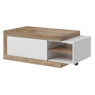 Table Basse Extensible Sinatra – Chêne Foncé Et Blanc Mat