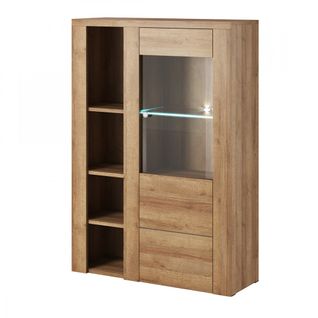 Buffet Haut Design 1 Porte Pour Salon Couleur Chêne. Collection Santiago.