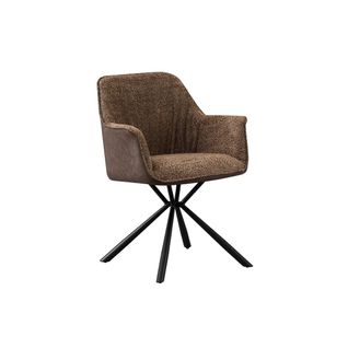 Chaise Lucia Bouclé Sable Dos Pu Brun, Dimension H82.5 X L62 X P63
