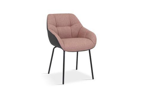 Chaise Sam Tissu Rose Dos Pu Gris Foncé, Dimension H85 X L57.5 X P65, Idéal Pour Votre Cuisine Ou S