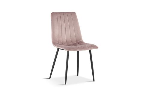 Chaise Bruce Velours Rose, Dimensions: H86 X L45 X P55 Cm, Idéal Pour Une Salle à Manger Design Et