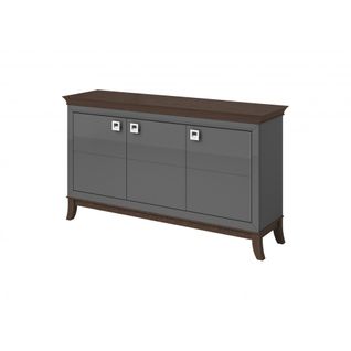 Buffet Design 160cm Pour Salon Couleur Gris Et Chêne Foncé, Collection Palace.