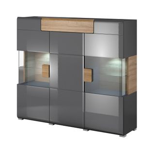 Buffet Xl150cm Collection Ohio. Coloris Gris Anthracite Et Chêne.