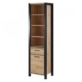 Vitrine Haute Collection Tivora. Couleur Chêne Et Noir