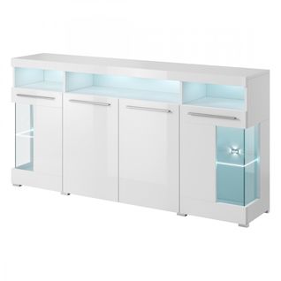 Buffet XL 180cm Avec 4 Portes Couleur Blanc Brillant Collection Bombay