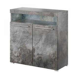 Buffet 90cm Pour Salon Couleur Gris Effet Ardoise Collection Bombay