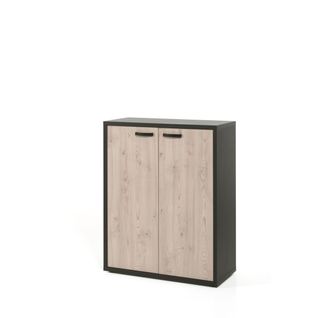 Meuble De Rangement Bureau Depé – 2 Portes – Chêne Clair Et Noir
