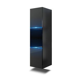 Colonne De Salle De Bain Suspendu, Collection Raven, Coloris Noir Mat Et Noir Brillant