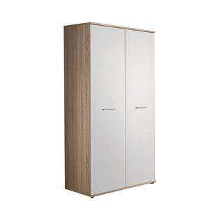 Armoire Chambre D'enfant Design Coloris Chêne Et Blanc Avec 2 Portes Battantes Collection Denver.