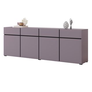 Buffet Havana 225 Cm – Violet Pastel Et Noir – 4 Portes, 4 Tiroirs – Design Moderne