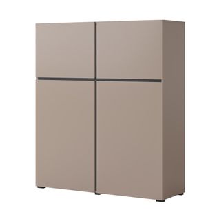 Buffet Haut Coloris Beige Et Noir L120xh140xp40 Collection Havana. Bahut  Haut Design Avec 4 Portes