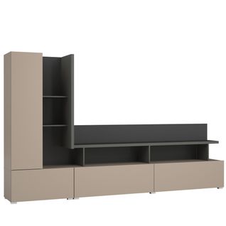 Meuble TV Mural Ness – Ensemble 270 Cm – 2 Tiroirs, 2 Portes, 10 Niches – Finition Congo