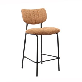 Chaise De Comptoir Ventura – Tissu Orange – Pieds En Métal Noir – Hauteur 97 Cm – Style Design/indu