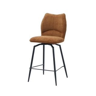 Chaise De Comptoir Pivotante Croft – Tissu Marron Rouille – Pieds En Métal Noir – Hauteur 103 Cm –