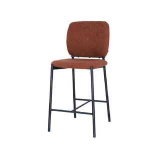 Chaise De Comptoir Rita – Tissu Marron Rouille – Pieds En Métal Noir – Hauteur 99 Cm – Style Design