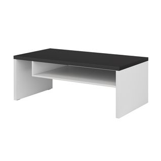 Table Basse Havana – Blanc Mat Et Noir – Plateau Noir Mat – Avec Niche – Design Moderne